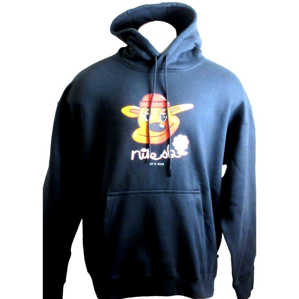 Nike SB Men's Fleece It's Nice Graphic Logo Skate Hoodie Black Size Large NWT